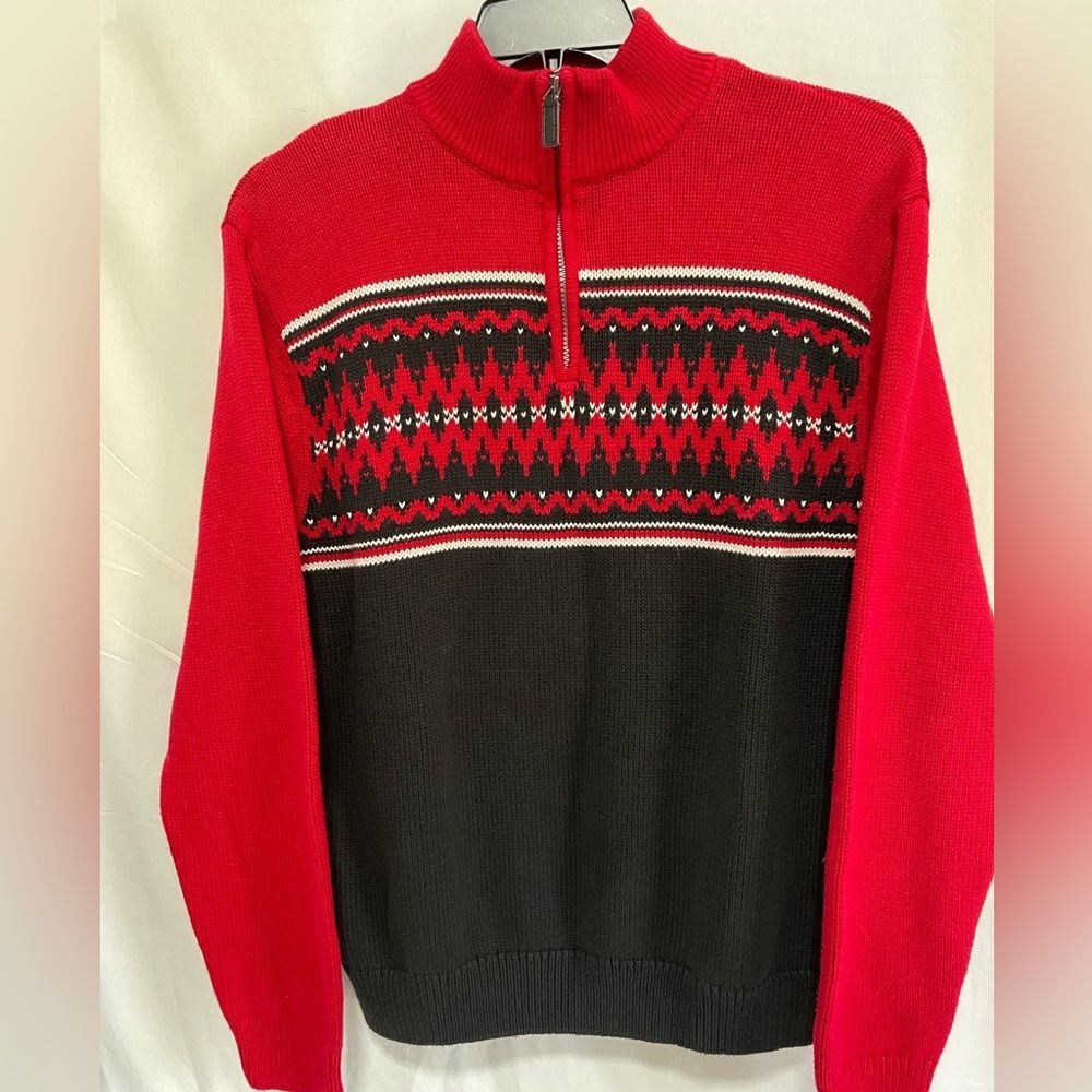 Chaps Sweater zip neck, patterned, winter, Christmas size XL, EUC